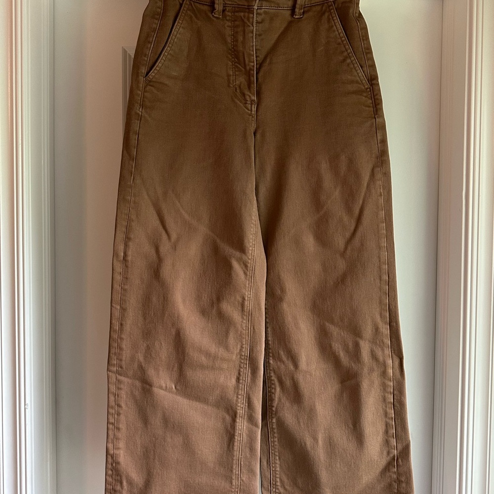 Everlane Brown Wide-Leg Crop Pants